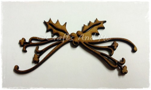 *New*Wooden Flourishes-Holly Bow *New*Wooden Flourishes-Holly Bow