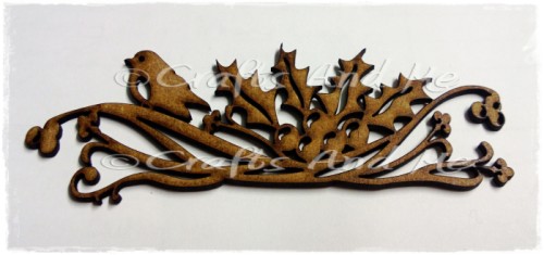 *New*Wooden Flourishes-Bird on Holly Swirl